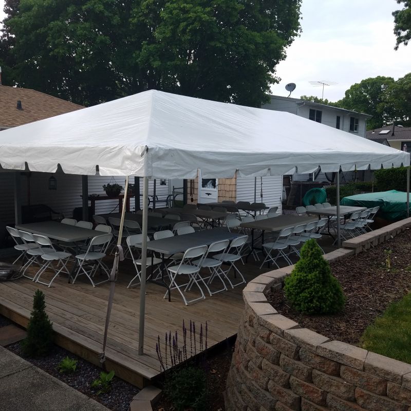 White Frame Tent With Cocktail Tables rental long island