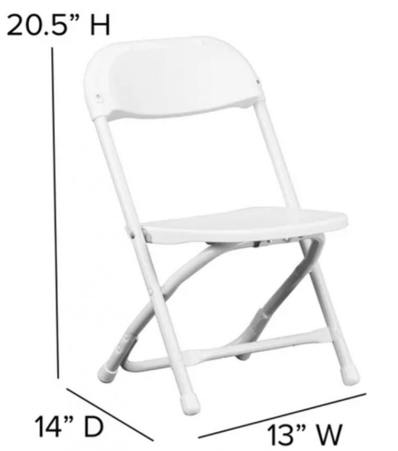 Children's white folding chair rental for kids' parties and events in Long Island