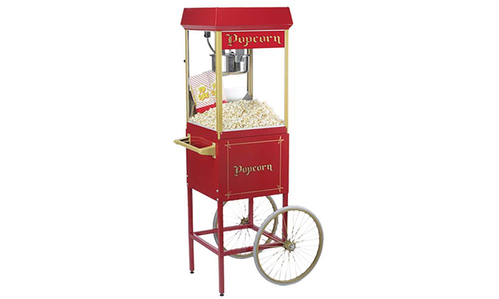 Popcorn machine with cart rental nassau county, including supplies for 40 servings
