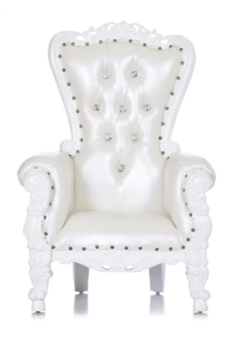 Children's white throne chair rental for birthdays and special events near brookhaven